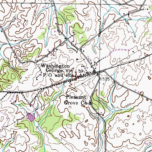 Topographic Map of Washington College Post Office, TN