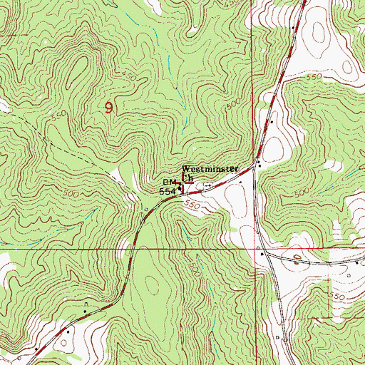 Topographic Map of Westminster Church, AL