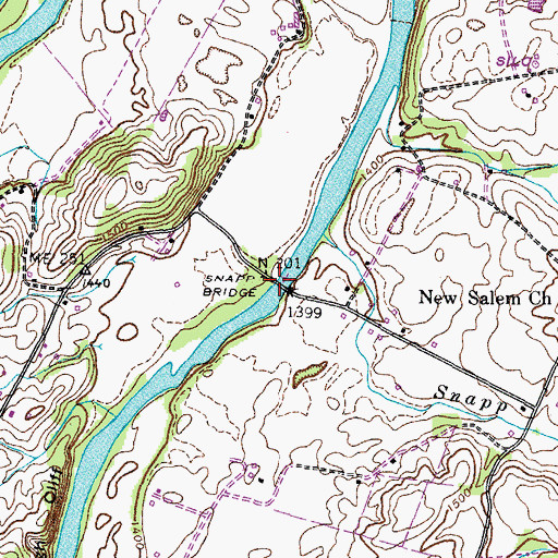 Topographic Map of Snapp Bridge, TN