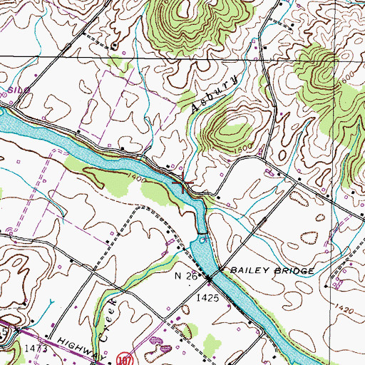 Topographic Map of Asbury Creek, TN