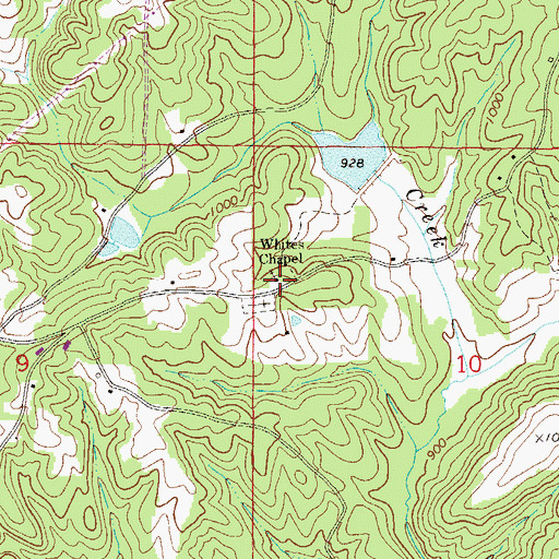 Topographic Map of Whites Chapel, AL