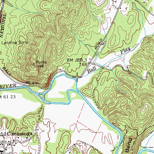 Topographic Map of Ball Play Creek, TN