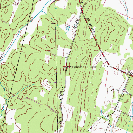 Topographic Map of Fitzsimmons Cemetery, TN