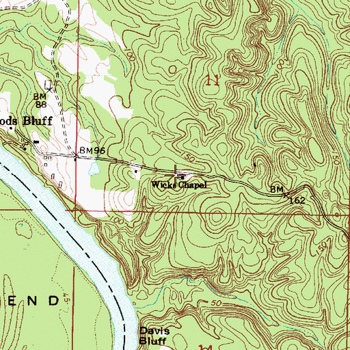 Topographic Map of Wicks Chapel, AL