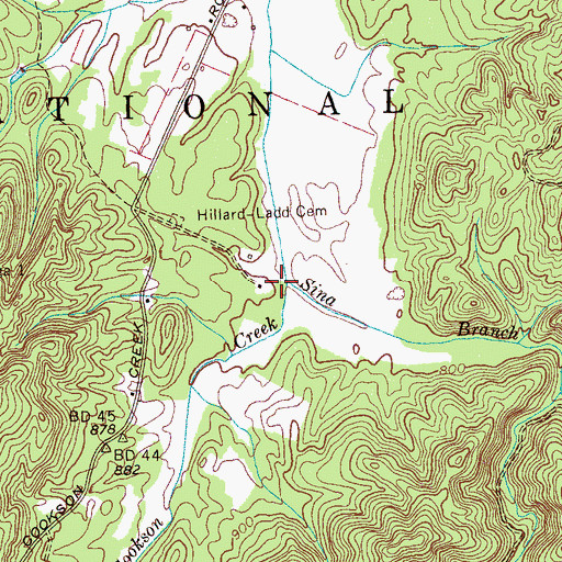 Topographic Map of Sina Branch, TN