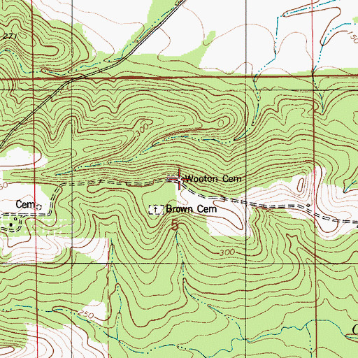 Topographic Map of Wooten Cemetery, AL