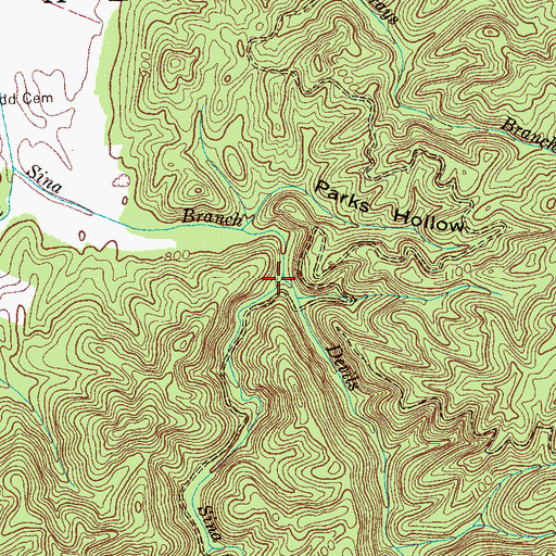 Topographic Map of Devils Branch, TN
