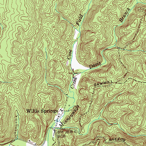 Topographic Map of Cove Field Branch, TN