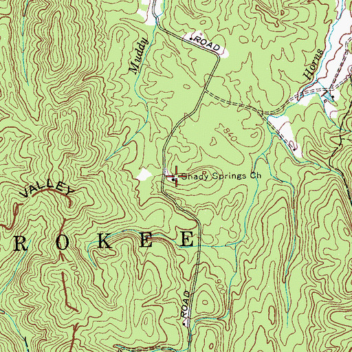 Topographic Map of Shady Springs Church, TN