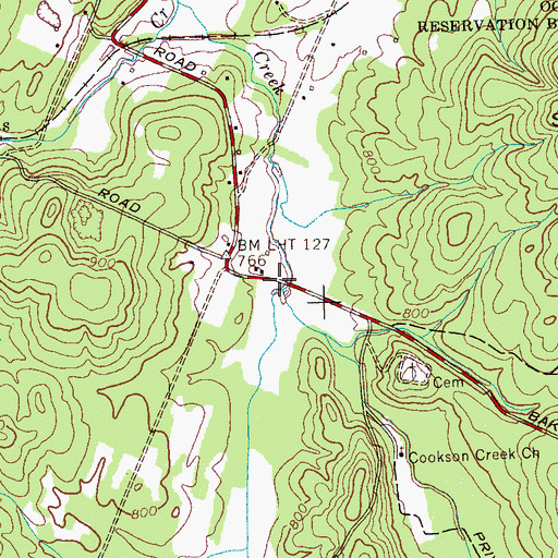 Topographic Map of Cookson Branch, TN
