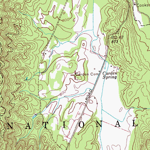 Topographic Map of Carden Cemetery, TN