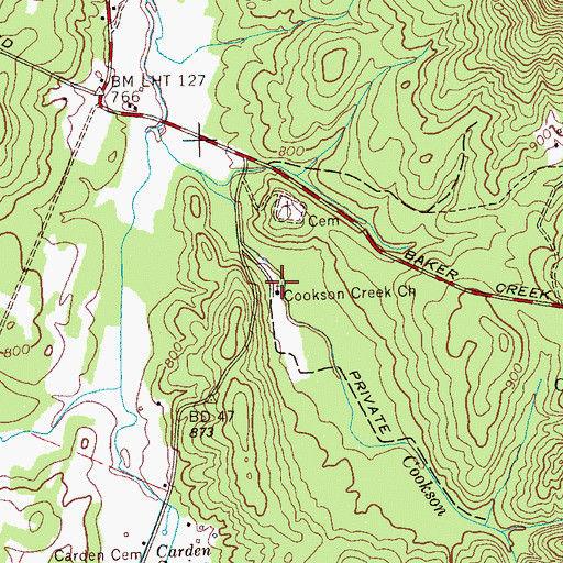 Topographic Map of Cookson Creek Church, TN