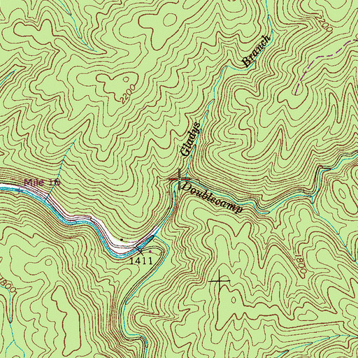 Topographic Map of Gladys Branch, TN