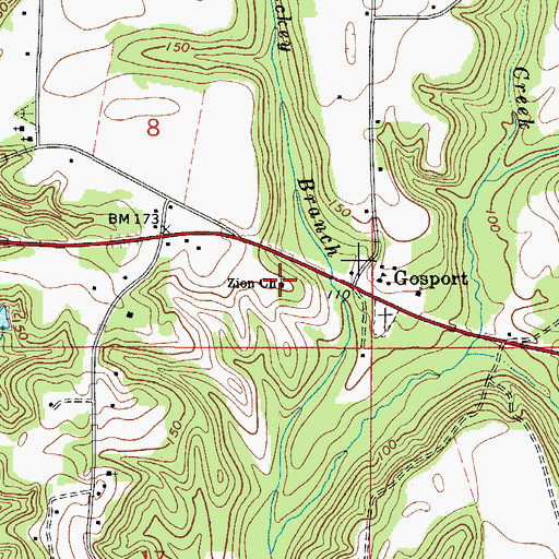 Topographic Map of Zion Church, AL