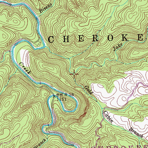 Topographic Map of Gold Cabin Branch, TN