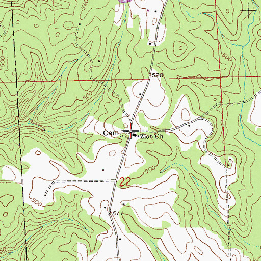 Topographic Map of Zion Church, AL