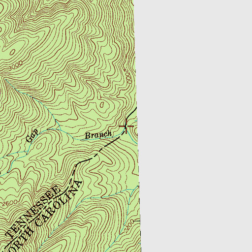 Topographic Map of Big Stock Gap Branch, TN