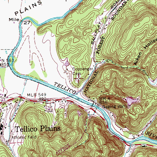 Topographic Map of Coppenger Cemetery, TN