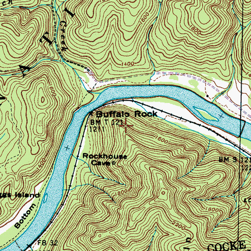 Topographic Map of Buffalo Rock, TN