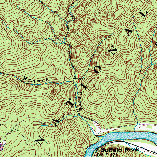 Topographic Map of Austin Branch, TN