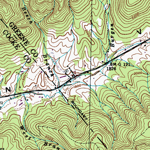 Topographic Map of Houston Valley School, TN