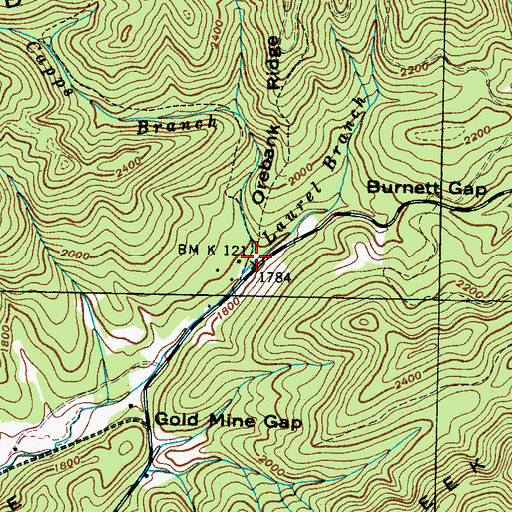 Topographic Map of Capps Branch, TN