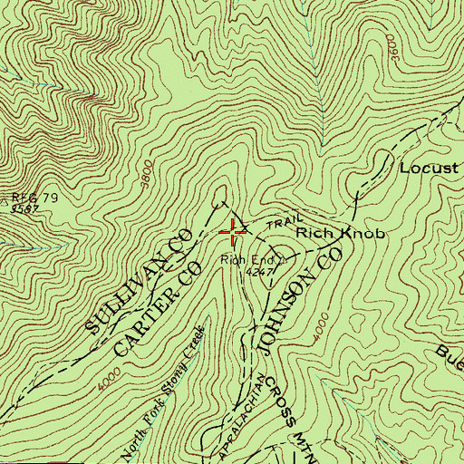 Topographic Map of Double Spring Shelter, TN