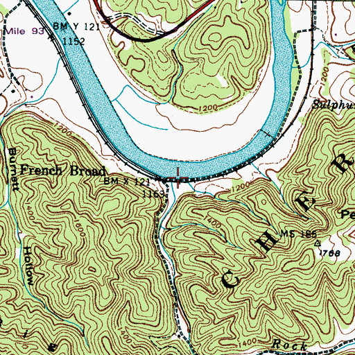 Topographic Map of Rock Creek, TN