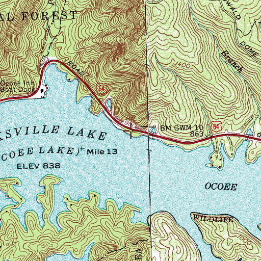 Topographic Map of Parksville Beach Swimming Site, TN
