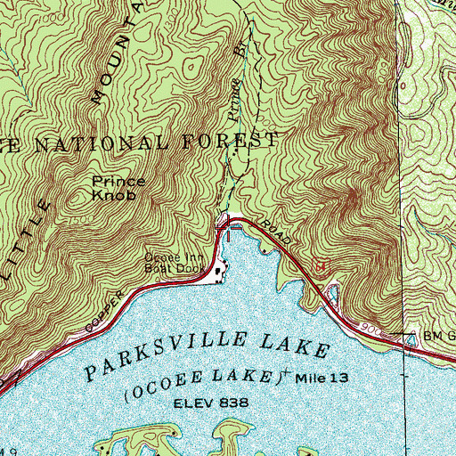 Topographic Map of Prince Branch, TN