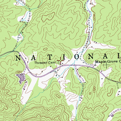 Topographic Map of Threewit Cemetery, TN