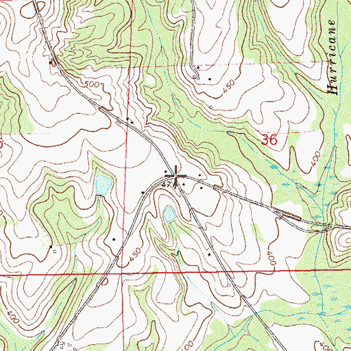 Topographic Map of Greens Crossroads, AL