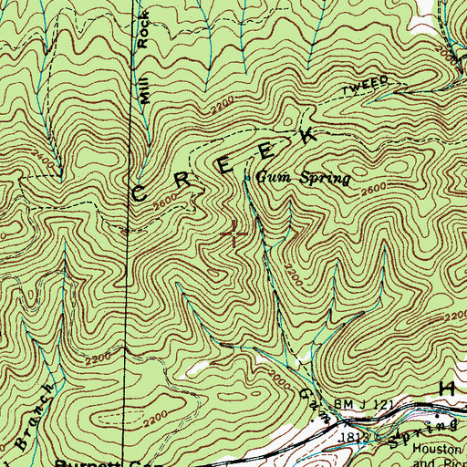 Topographic Map of Gum Spring, TN