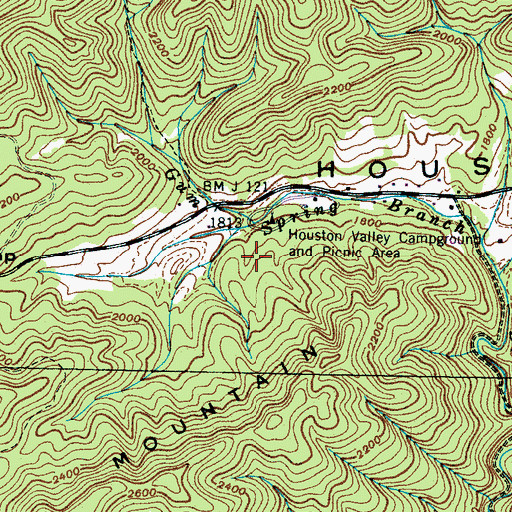 Topographic Map of Houston Valley Campground, TN