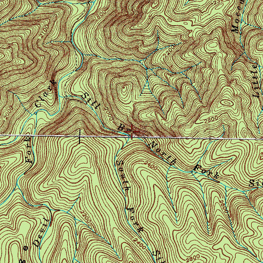 Topographic Map of South Fork Sill Branch, TN