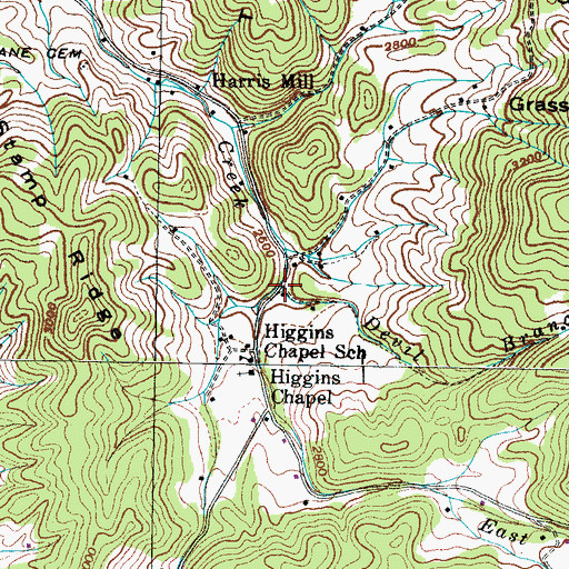 Topographic Map of Devils Branch, TN