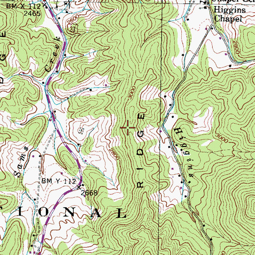 Topographic Map of Stamp RIdge, TN
