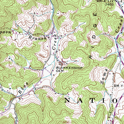 Topographic Map of Blankenship Cemetery, TN