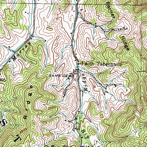 Topographic Map of Sams Cemetery, TN