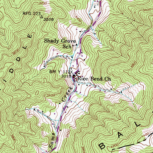 Topographic Map of Rice Bend Church, TN