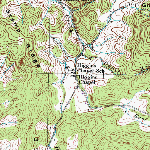Topographic Map of Higgins Chapel, TN