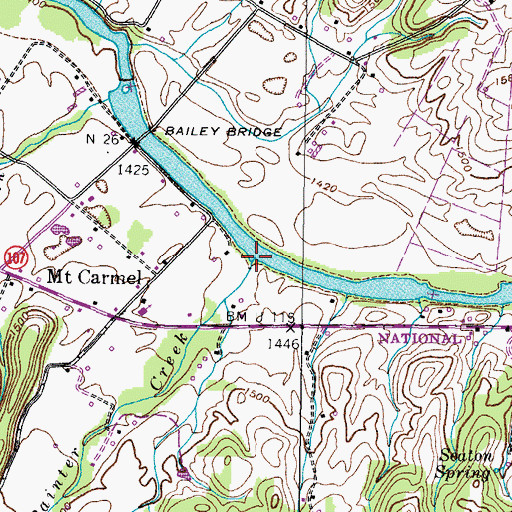 Topographic Map of Painter Creek, TN