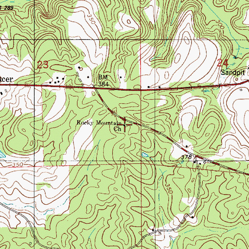 Topographic Map of Rocky Mountain Church, AL