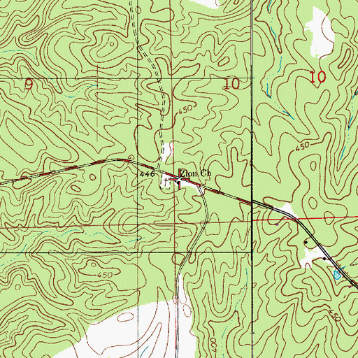 Topographic Map of Zion Church, AL