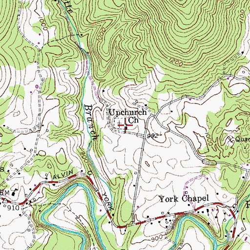 Topographic Map of Upchurch Church, TN