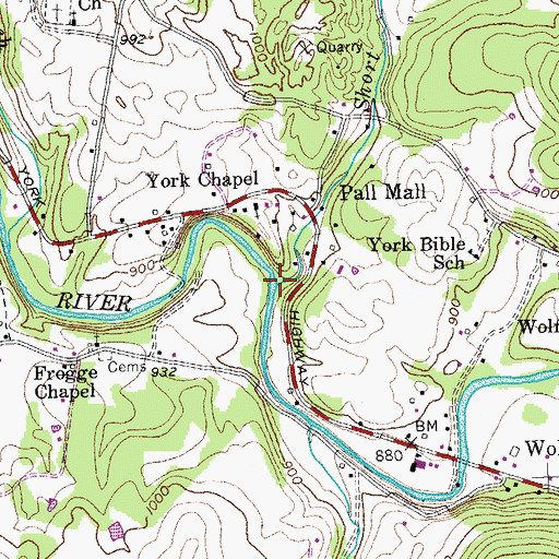 Topographic Map of Short Horn Creek, TN