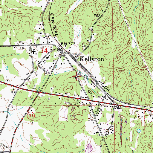 Topographic Map of Kellyton Methodist Church, AL
