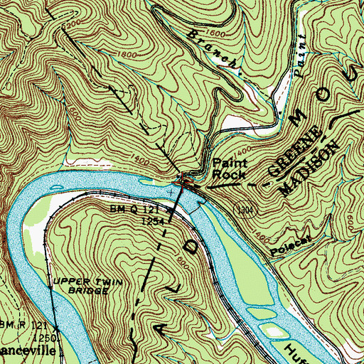 Topographic Map of Paint Creek, TN