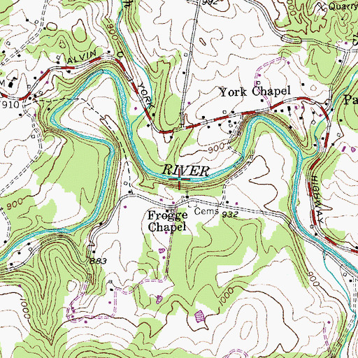 Topographic Map of Frogg Mountain, TN