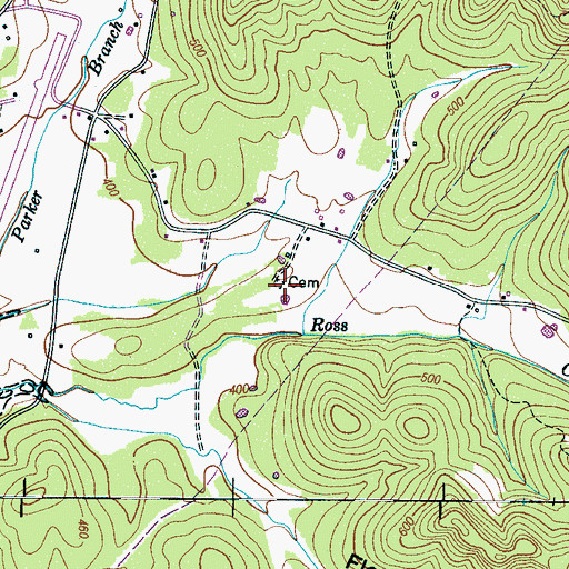Topographic Map of Benham-Hughes-Speer Cemetery, TN